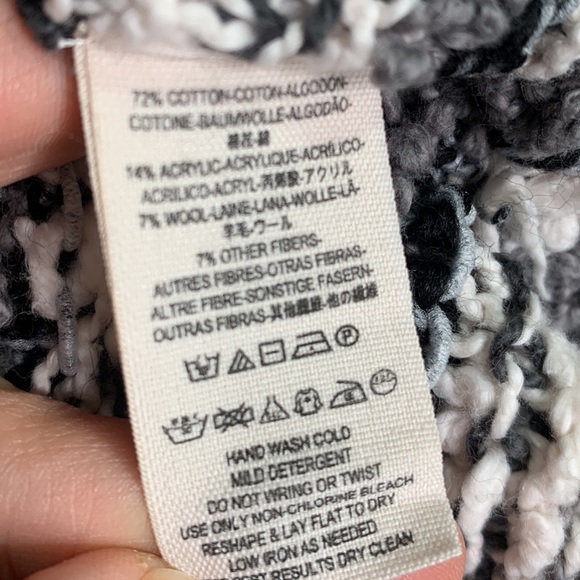 Free People Black White Striped Songbird Boucle Sweater Oversized W-320 Sz S - Picture 7 of 9